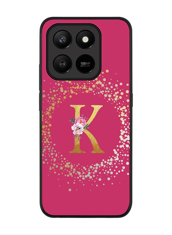 For Honor X7d 4G / X7d 5G / 400 Smart Case,Slim fit Camera Protection, Shockproof Thin Phone cover  - Custom Monogram Floral - K ( Deep Pink )